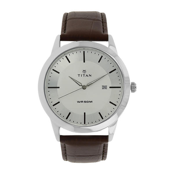 Picture of Titan 1584SL03 Analog with Date Brown Dial Leather Watch for Men