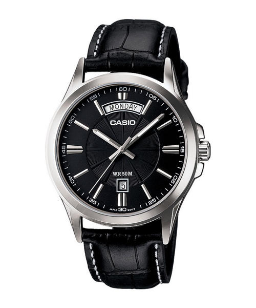 Picture of Casio Enticer Day Date Leather Belt Watch MTP-1381L-1AVDF