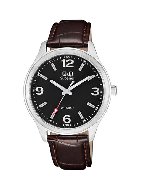 Picture of Q&Q Superior Black Dial Leather Belt Watch for Men (S00A-005VY)