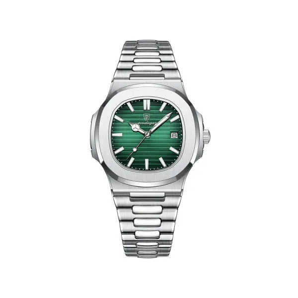 Picture of Poedagar 613 Business Quartz Luxury Stainless Steel Luminous Watch for Men- Silver Green