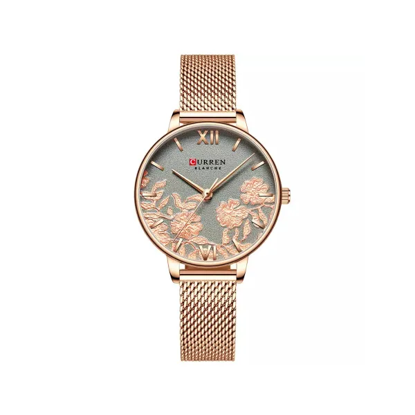 Picture of CURREN 9065 Mesh Stainless Steel Quartz Watch for Women – Rose Gold