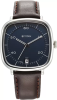 Picture of Titan 1885SL03 Neo Curve Date Date Blue Dial Brown Leather Watch for Men