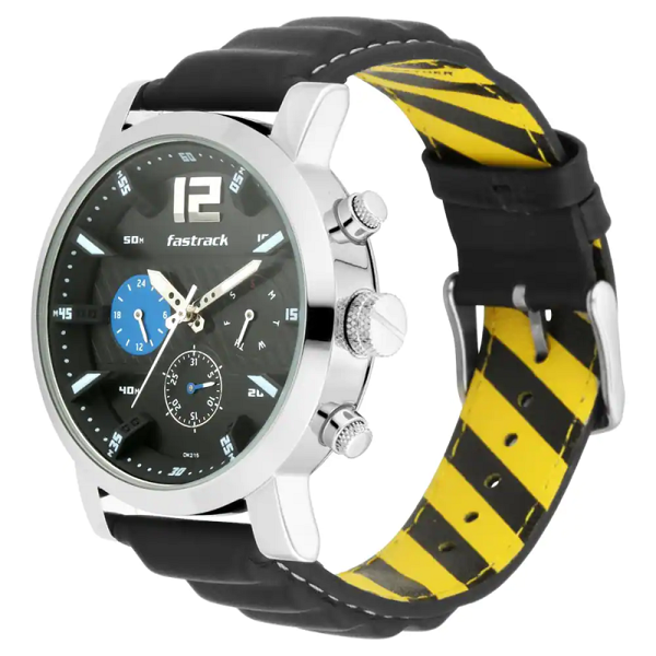 Picture of Fastrack FastFit Watch with Black Dial & Leather Strap 3227SL01