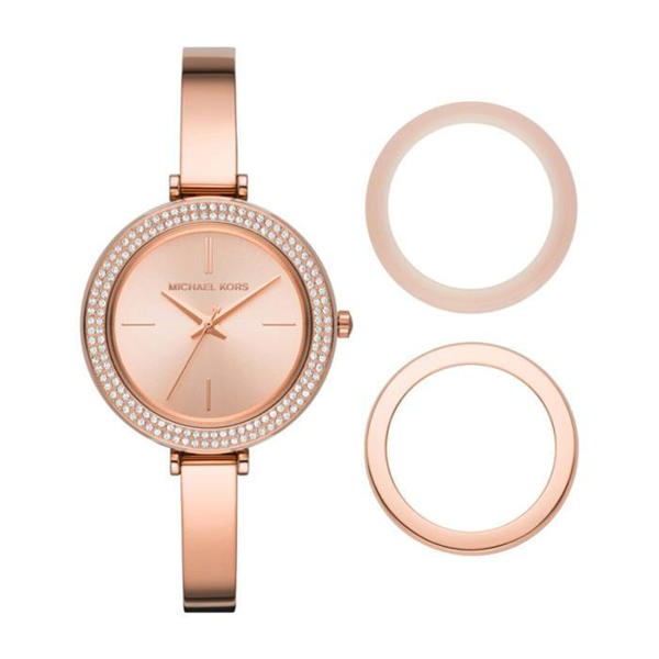 Picture of Michael Kors Women’s Ladies Watch In Rose Gold Stainless Steel, Interchangeable Bezels MK4435