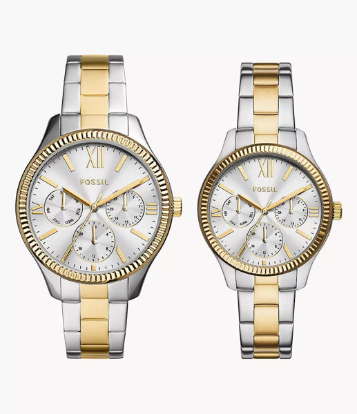Picture of Fossil His and Hers Multifunction Two-Tone Stainless Steel Watch Set BQ2737