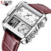 Picture of LIGE 8925 Luxury Square Digital Sports Quartz Wrist Watch for Men - Brown Silver