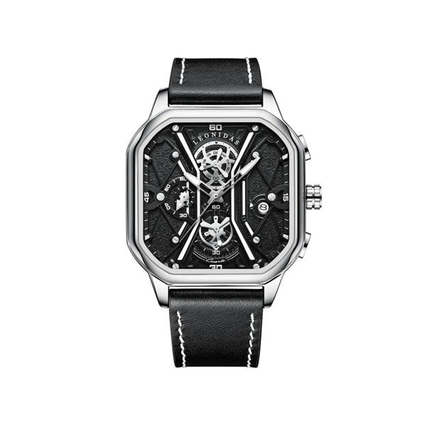 Picture of Nektom 8238 leather square quartz luminous watch for Men’s - Black & Silver