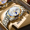 Picture of Tisselly 6601 exclusive stainless steel strap water resistant chronometer elderly watch- Silver Gold & White