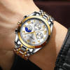 Picture of Tisselly 6601 exclusive stainless steel strap water resistant chronometer elderly watch- Silver Gold & White