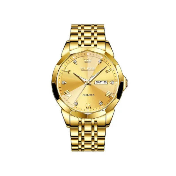 Picture of Olevs 9931 New luxury Fashion stainless steel imported quartz movement wrist-watch for Men- Gold