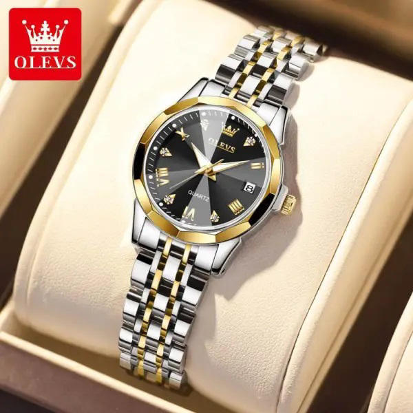 Picture of OLEVS 9931 Luxury Water-resistant women Quartz Wristwatch -Silver Black & Gold