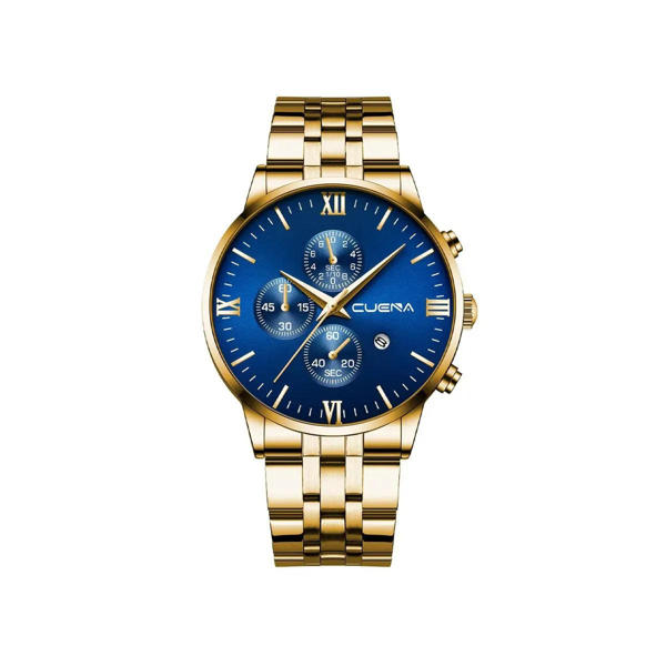 Picture of CUENA 6008 Stainless Steel chronograph Analog luminous Men’s Watch - Gold Blue