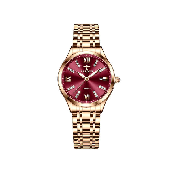 Picture of TRSOYE 958 Women Japan Quartz Watch- Rose Gold & Red
