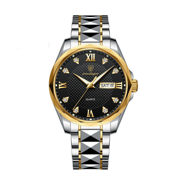 Picture of Poedagar 998 Two-Tone Stainless Steel Waterproof Men’s Watch - Gold Black