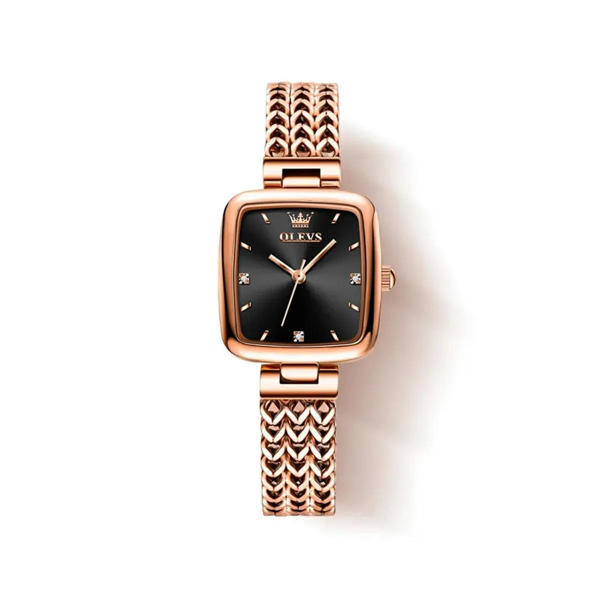 Picture of Olevs 9951 Luxury elegant stainless steel fashion Women’s quartz watch- Rose Gold & Black