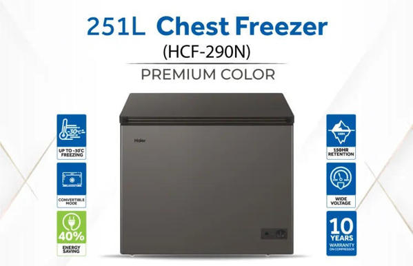 Picture of Haier 251L Chest Freezer (HCF-290N)-Premium Gray