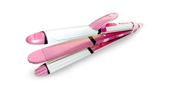 Picture of Kemei KM-1291 Ceramic Professional 3 in 1 Electric Hair Straightener Curler Styler and Crimper