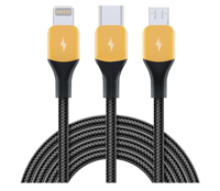 Picture of Realme 3 in 1 Charging Cable (1.2m) - Black Yellow