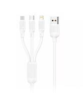 Picture of Foneng (X80) 100W 1.2M 3 in1 USB to USB-C / Lightning / Micro USB Cable- White
