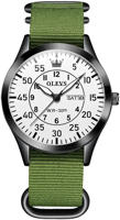Picture of Olevs 9973 Day Date Nylon Strap Men’s Watch - Green White