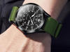 Picture of Olevs 9973 Day Date Nylon Strap Men’s Watch - Green Black