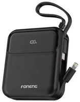 Picture of FONENG PX111 10000mAh Mini 22.5W Power Bank with 2 Built-in Cables- Black