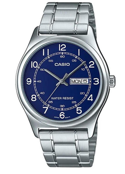Picture of Casio MTP-V006D-2BU Enticer Day Date Silver Chain Watch for Men