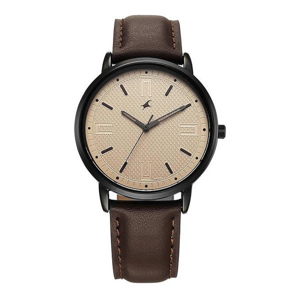 Picture of Fastrack Stunners X Beige Dial Leather Strap Analog Watch For Men (38159NL02)