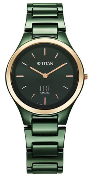 Picture of Titan Edge Bicolour Quartz Analog Green Dial Green Ceramic Strap Women’s Watch (NT2653KC12)