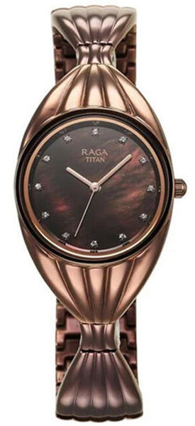 Picture of Titan Raga Memoirs Quartz Analog  Brown Metal Strap Watch for Women (95254QM01F)