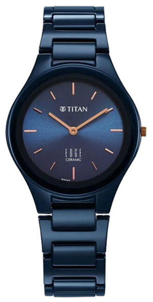 Picture of Titan Edge Ceramic Quartz in Atlantic Blue Dial Women’s Watch (NT2653QC03)