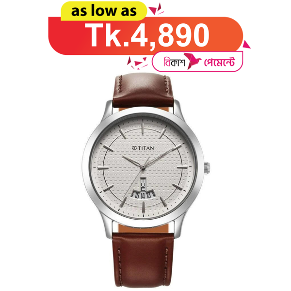 Picture of Titan Karishma Quartz Analog Silver Dial Leather Strap Men's Watch (1825SL15)