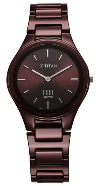 Picture of Titan Wine Ceramic Quartz Analog Maroon Dial Watch for Women (2653QC18)