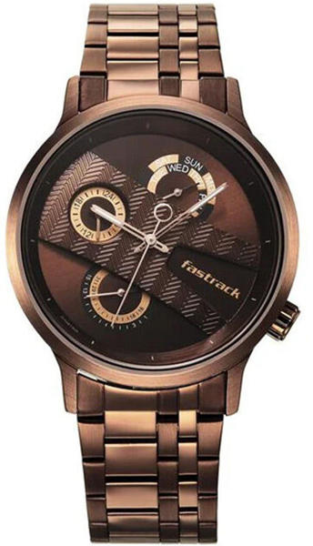 Picture of Fastrack Exuberant Quartz Brown Dial Watch for Men (3301QM01)