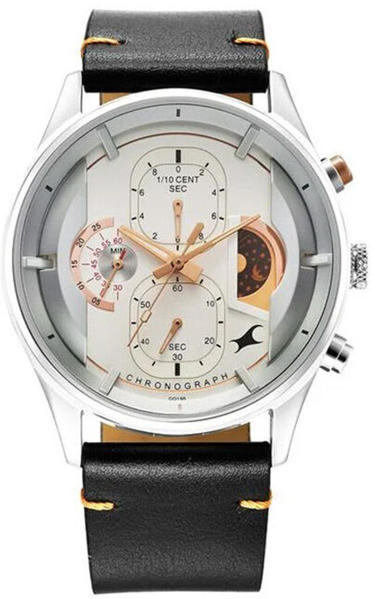 Picture of Fastrack Opulence Sun Moon Silver Dial Analog Watch For Men (3315KL02)